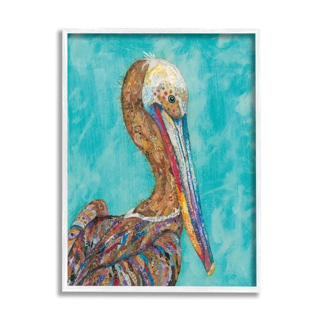 Stupell Industries Beautiful Pelican Bird Vivid Patterns Framed Giclee Art